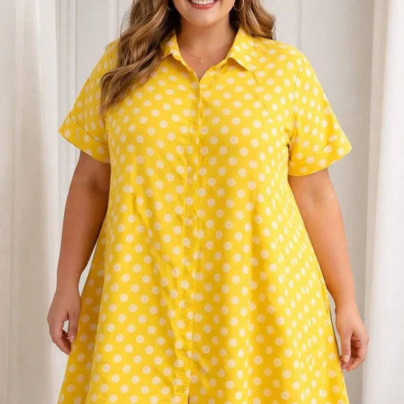Lisa Marie Fernandez Yellow and White Polka Dot Top (XXL) - Picture 1 of 14